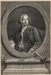 Portrait of Edme Bouchardon, French Sculptor and Cartoonist - engraving of 1776