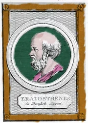 Portrait of Eratosthenes of Cyrene (ca. 284 BC - 194 BC), Greek Scientist, Geographer and Poet. He Was Director of the Alexandria Library and Calculated the Measurement of the Earthly Meridian. Portrait from 