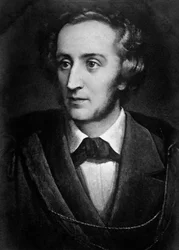 Portrait of Felix Mendelssohn Bartholdy (1809-1847), German composer and director Lithograph. 19th century. Milan, Biblioteca del Conservatorio