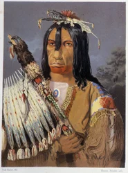 Portrait of Kee-Ake-Saa-Ka-Wow with the Calumet - in Wandering of an Artist among the Indians of North America by Paul Kane, Longmans & Roberts, London