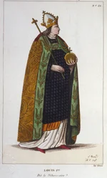Portrait of Louis I the Pious or the Debonnaire (778 - 840), Emperor of the West (engraving from 1830)