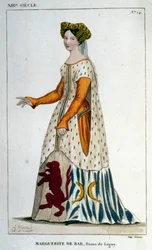 Portrait of Marguerite de Bar, Lady of Ligny (c. 1223 - 1275) (1830 engraving)