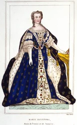 Portrait of Mary Lescszinska, Queen of France. Engraving from 1830.