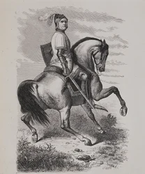 Portrait of Olivier V de Clisson (1336-1407) (The Butcher) on horseback, based on a painting by the Musee de Versailles