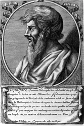 Portrait of Pythagoras (ca. 570 - around 480 BC), Greek mathematician and philosopher