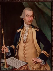 Portrait of Sante Aguilar (c. 1734-1808) Italian oboist. Anonymous painting. 18th century. Bologna Civico Museo Bibliografico