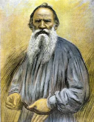 Portrait of Tolstoy. Engraving late 19th century.