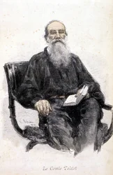 Portrait of Tolstoy, engraving 1888