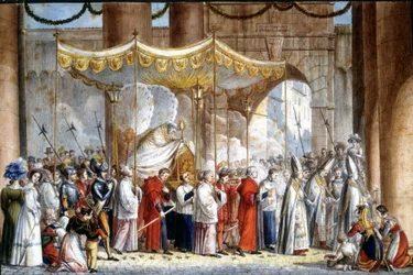 Procession in Rome in 1835 of Pope Gregory XVI (1765 - 1846)