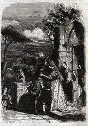 Renaud Returning to His Family - Engraving of 1851 from 