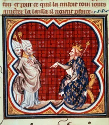 Saint Gregory of Tours and Saint Salvius condemning the heresy of Chilperic I