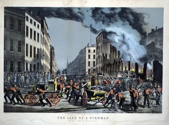 Scene of Daily Life of American Firefighters