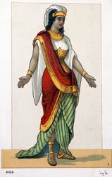 Series of chromolithographs of opera costumes on the occasion of the first representation of Aida by Giuseppe Verdi: Aida. 1872
