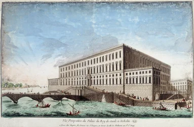 The Palace of the King of Sweden in Stockholm - engraving