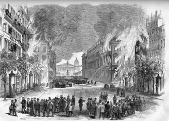 The Paris Commune in 1871. Fire Lit by the Federates on Rue Royale During the Bloody Week