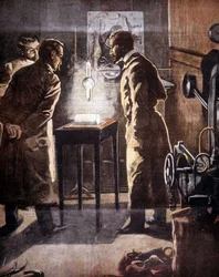 The Roentgen or X-rays. Discovered in 1895. Illustration representing the experiment