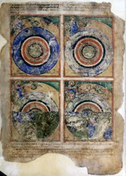 The Creation of the World. Genesis. Miniature from Codex 212 (or Padovano Codice or Bible of Padua) 1390-1400, Rovigo, Accademia dei Concordi