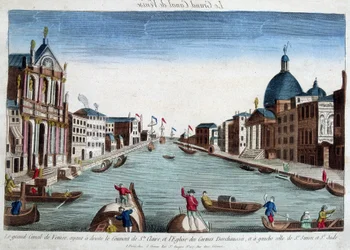 The great canal of Venice. On the right: the Convent of Santa Claire and the Church of Carmes Deschaussés. Left: Church of St. Simon and St. Jude