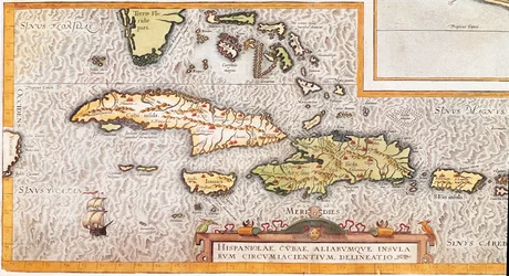 The islands of the Greater Antilles and the Lesser Antilles in the Caribbean Sea (map)