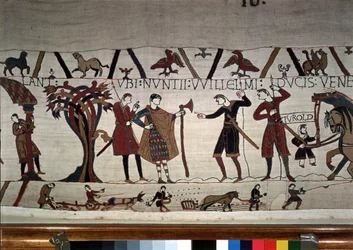 The Messengers of Duke Guillaume (1027 - 1087) Come to Find Guy de Ponthieu - Bayeux Tapestry, Known as Embroidery of Queen Mathilde