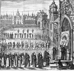 The procession of the Inquisition goes to the Tribunal. Spain. 17th century