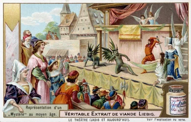Theatre: representation of a mystery in the Middle Ages - Liebig chromolithography