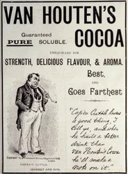 Van Houten cocoa advertising sticker, about 1890