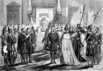 Vatican Council I Rome. Pope giving audience to the Father of the Council. 1869