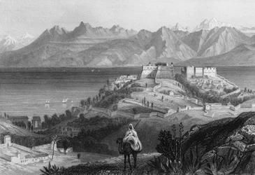 View of Candle and Chaine of the Atlas in the 19th century, city taken by the French army in 1833, in “L