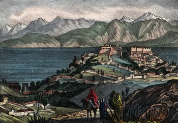 View of Candle and the Atlas chain, city taken by General Trézel of the French army of Africa in 1833. In 