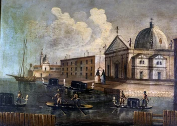 View of Venice Lagoon and Gondolas. Anonymous. 18th Century