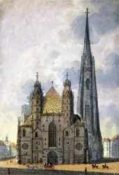 View of the Cathedral of St. Stephen from Vienna in Austria at the end of the 18th century