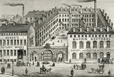 View of the Mappin Brothers cutlery factory in London (detail)