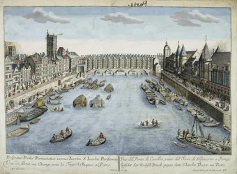 View of the Pont au Change and St Jacques Tower in Paris