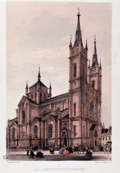 View of the church of Lerchenfelder in Vienna. Austria Engraving from 1830 Private collection