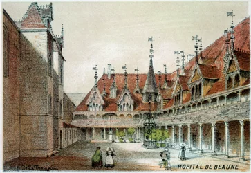View of the Courtyard of the Hospices de Beaune