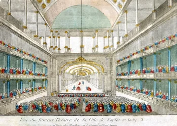 View of the famous theatre of the City of Naples in Italy