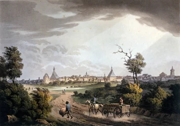 View of the surroundings of the city of Leipzig in Germany around 1820