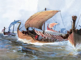 Viking Boat in Transit Towards Normandy