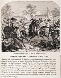 War of 30 years: Battle of Lutzen (1632) and the death of Gustavus Adolphus. - in 