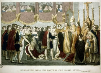 Wedding ceremony between Napoleon I and Mary-Louise of Habsburg in the church of the Augustines in Vienna, April 2