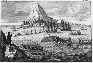 Whaling off the island of Jan Mayen. Early 18th century