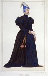 Portrait of Louise Labé, French poet, engraving of 1830