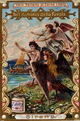 Representation of sirens attracting sailors by their singing