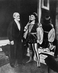 Giuseppe Verdi and Victor Maurel as Iago in February 1887 at La Scala in Milan after the premiere of Otello.