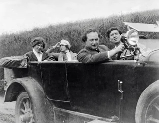 Helene Berg, Alma Mahler, Franz Werfel and Alban Berg Photographed in Car