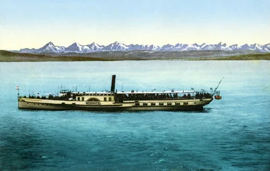 Lake Neuchatel (France, Switzerland): The Salon Steamboat, 1913