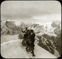 Mountaineering at the End of the 19th or Early 20th Century: Group of Mountaineers at the Summit of the Wetterhorn