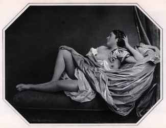 Naked woman lying around 1859. Anonymous Photography