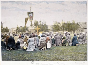 Procession in the village (Russia)